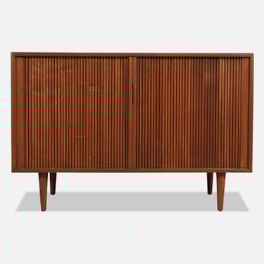 Mid-Century Tambour-Door Walnut Credenza