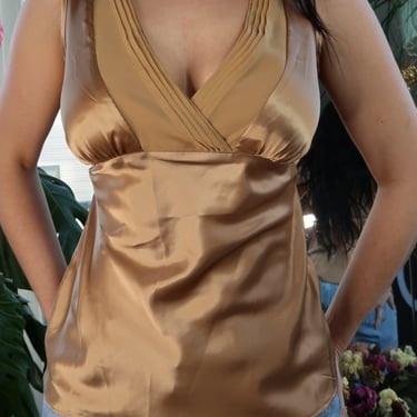 NWT Gold Satin Sweetheart Top by George