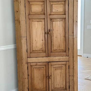 Antique European Pine Corner Hutch 