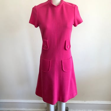 Bright Pink Knit Dress - 1960s 