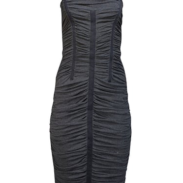 Dolce & Gabbana - Grey & Black Ruched Strapless Dress Sz 4