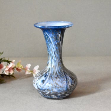 Vintage Blue Glass Vase Hand Blow Studio Art Glass Italian Glass 