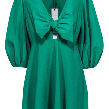 Ted Baker - Green Textured Tie-Front Mini Dress Sz 10