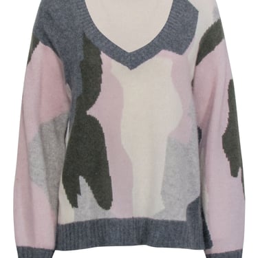 Skull Cashmere - Pink &amp; Grey Skull Back Print Sweater Sz M