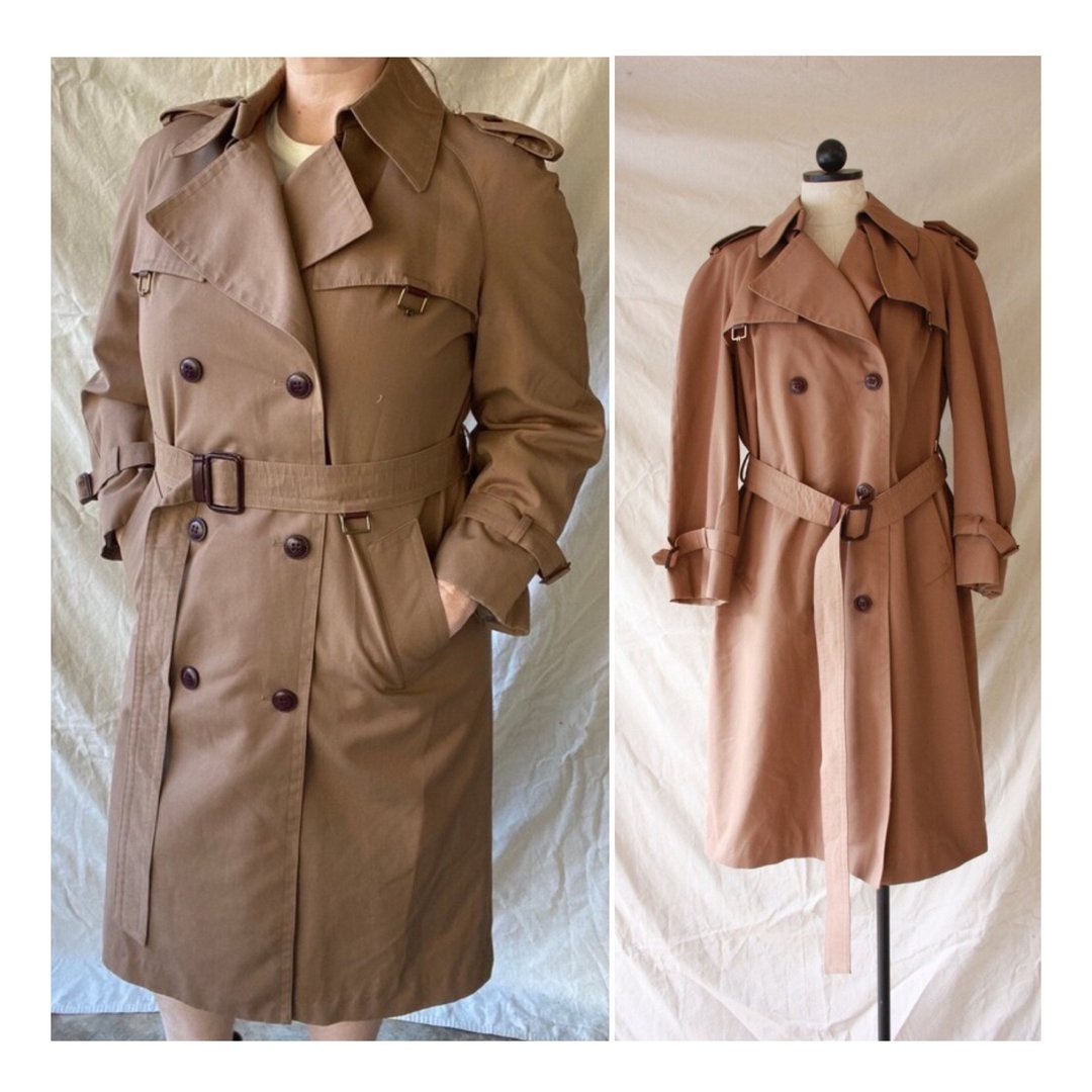 70s 80s Etienne Aigner Trench Coat with Belt Size L No