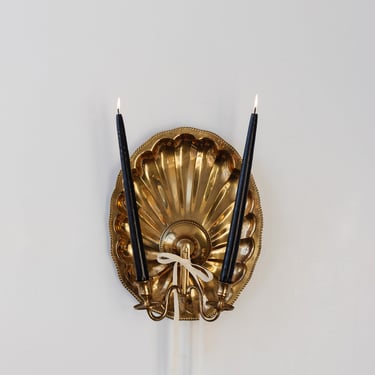 oversized vintage french brass shell sconce