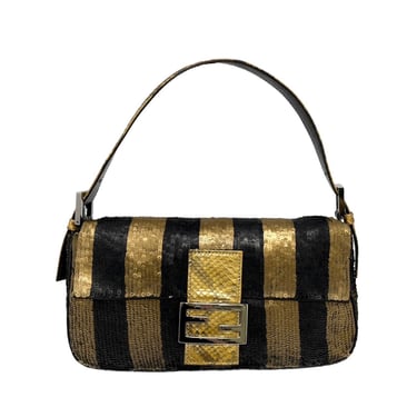 Fendi Stripe Sequin Baguette Bag
