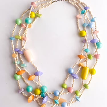 Vintage Layered Pastels Beaded Necklace