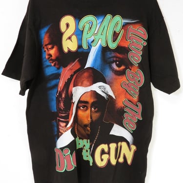 Vintage Style 2PAC 1990's RAP T-SHIRT ~ SIZE XL ~ 2-Sided TUPAC HIP HOP TEE Art