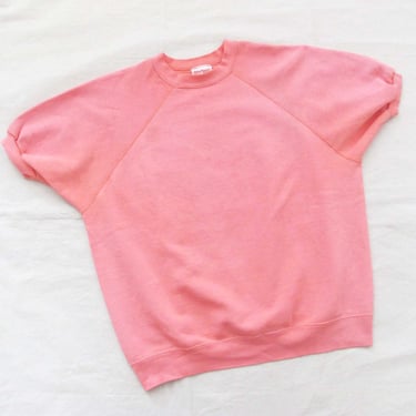 Vintage Pink Raglan Short Sleeve Shirt Large - Blank Crewneck Sweatshirt T Shirt - Solid Color Ultra Fleece 350 Athletic Shirt 