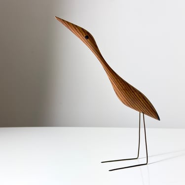 Signed Mid Century Jacob Hermann Zebrawood Bird Sculpture Denmark 1950s 