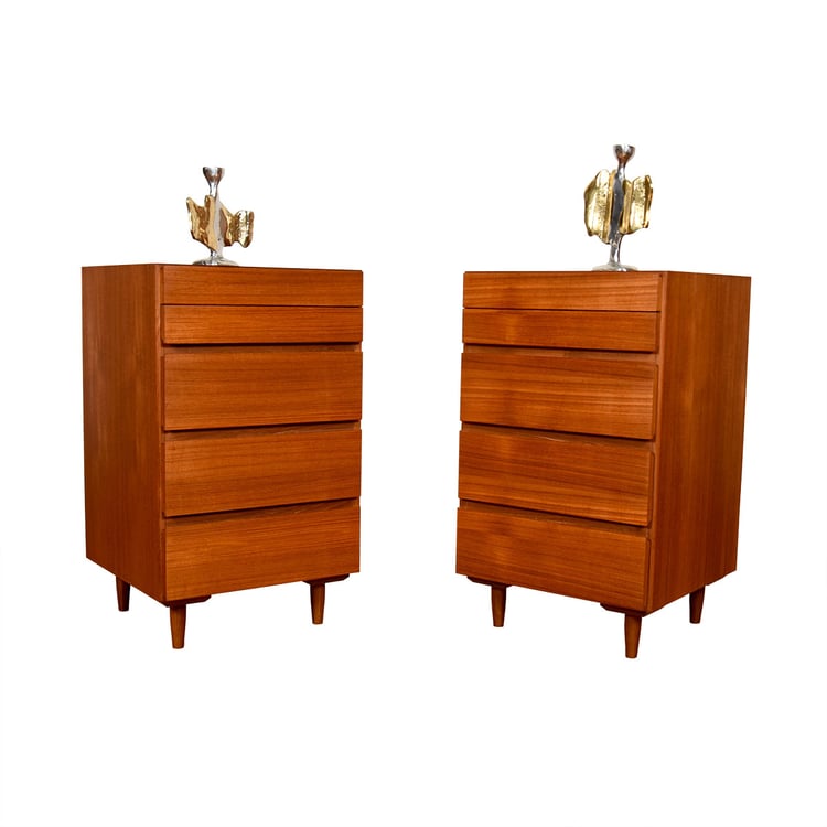 Pair of Danish Teak Petite Chests of Drawers | Nightstands