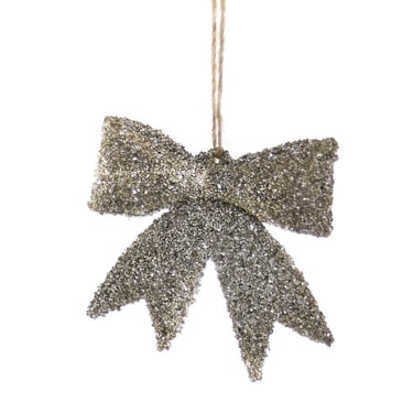 Gold Glitter Bow Ornament