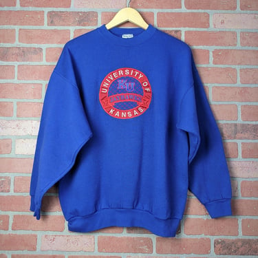 Vintage 90s NCAA University of Kansas Jayhawks ORIGINAL Crewneck Sweatshirt - Extra Large 