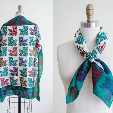 square wool scarf | floral wool scarf | Ginnie Johansen scarf 