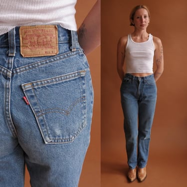 Vintage 80s Levi 505 Denim/ 1980s Made in USA XX High Waisted Straight Leg Levis/ Size 26 