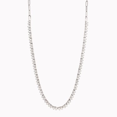 Half Eternity Diamond Tennis & Paperclip Chain Necklace 3ct