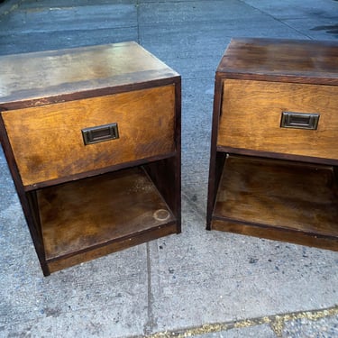 Pair of Solid Wood Two Toned Side Tables