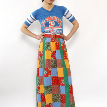 Patchwork Calico Maxi Skirt S-L