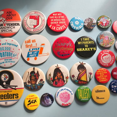 Vintage Pinback Buttons -  Misc. Novelty Pins - You Choose - Genuine Vintage Pin Button 
