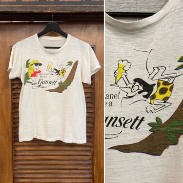 Vintage 1960’s Tarzan and Jane Cartoon Beer Ad Cotton Mod T Shirt, 60’s Tee Shirt, 60’s Pop Art, Vintage Clothing 