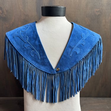 Ben Katton Blue Suede Fringed Shawl