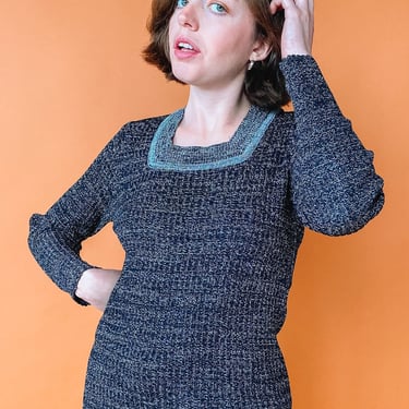 1970s Metallic Fitted Sweater, sz. S/M