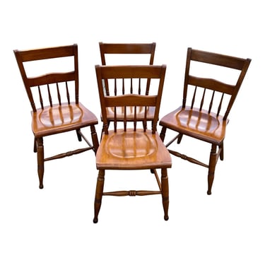 Vintage 1970s Whitney Antique 19th Century Inspired Windsor Chairs - Set of 4 