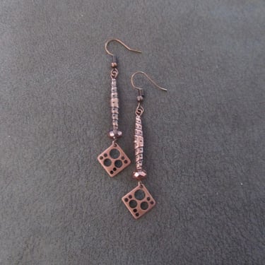 Mid century modern copper earrings 