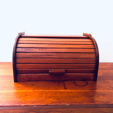 Mid Century Goodwood Teak Tambour Breadbox 