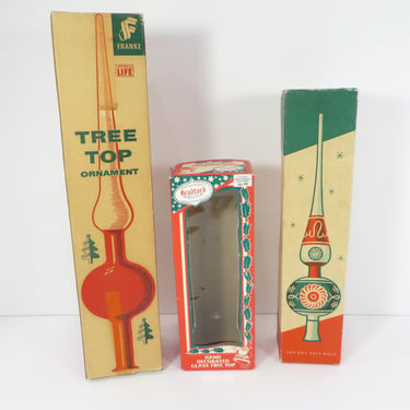 Vintage Cardboard Christmas Boxes - Franke and Shiny Brite Tree Spire Christmas Boxes 
