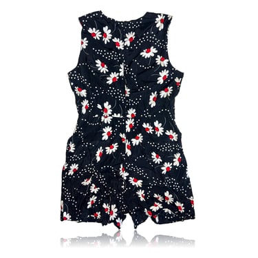 90s Navy Red White Floral Mini Scooter Shift Dress (Built in romper) // Express // Size 5/6 