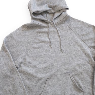 vintage hoodie / raglan sweatshirt / 1980s heather grey raglan pull over hoodie thin boxy sweatshirt Large 