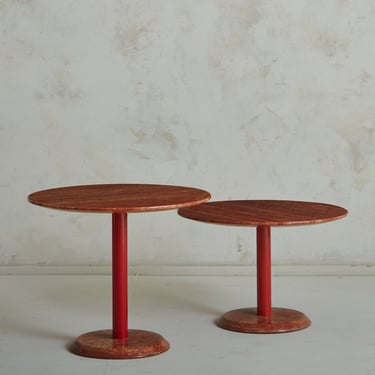 Pair of Red Travertine Nesting Side Tables by Cattelan Italia, 1980s