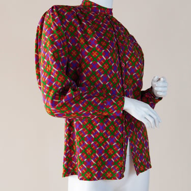 Yves Saint Laurent Rive Gauche 1970s plaid blouse 