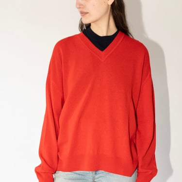 Tahra V Neck Sweater in Poppy Red