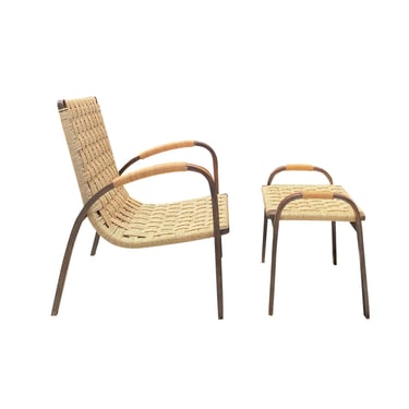 Woven Chair & Ottoman Set, France, 1950’s