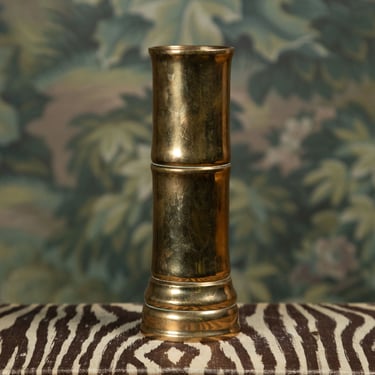 1980s Faux Bamboo Brass Vase