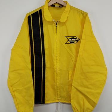 XL 70’s Dunbrooke Pla Jac Racing Yellow Jacket 1970s 1980s XLarge Hippie Rancher Western Nascar Race Track Crew Windbreaker 