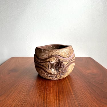 Vintage Soleri ceramic pot / Cosanti signed modernist clay planter or bowl 