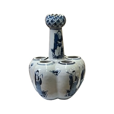 Chinese Blue White Porcelain 8 Immortal "Garlic Head Shape" Vase ws2596E 