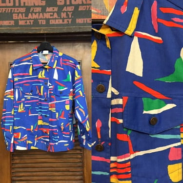 Vintage 1980’s/90’s “Ken Done” Artist Print Denim Jacket, Trucker Jacket, Pop Art, 80’s Era, 90’s Era, Vintage Clothing 