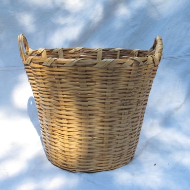 Large Wicker Basket with Handles Woven Basket Large Storage Basket Rattan Basket Laundry Basket Primitive Basket  Round Taper Basket 
