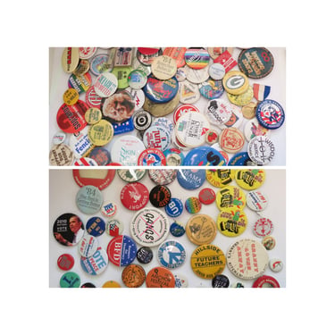 Vintage Pinback Button Lot - Huge Bulk Pin Bundle - Advertising Political Etc 