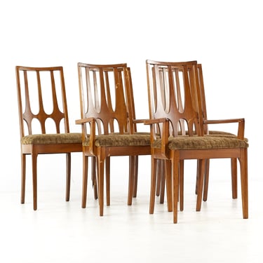 Broyhill Brasilia Mid Century Walnut Dining Chairs - Set of 6 - mcm 