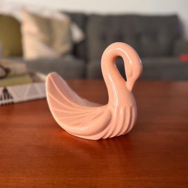 Vintage Peach Ceramic Swan 