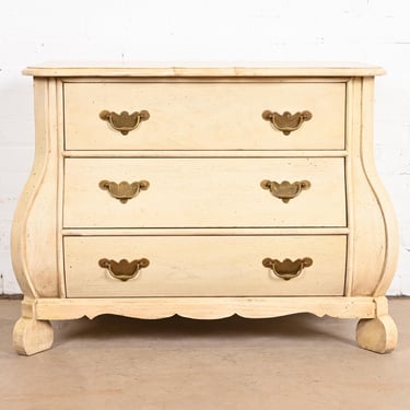 Baker Furniture Dutch Cream Painted Oak Bombe Chest or Commode