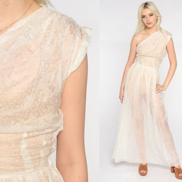 Silk Organza Gown 30s 40s Sheer White Evening | Shop Exile - Tucson, AZ |  ATTIC