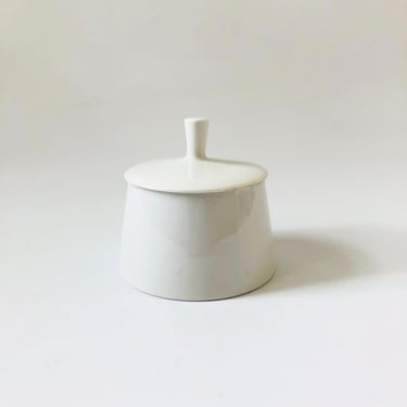 Mid Century White Ceramic Sugar Bowl by OMC Japan 