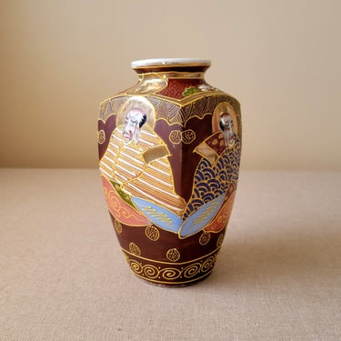 Satsuma style gilded vase Japanese porcelain vase Collectible Satsuma pottery Japan art 